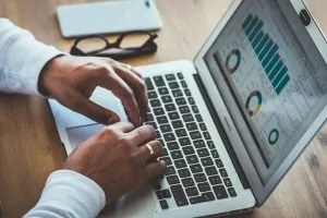 person using MacBook Air